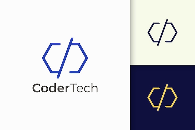 Logotipo de programador o desarrollador en simple y moderno para empresa de tecnología.