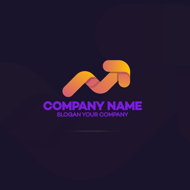 Logotipo de progreso con flecha hacia arriba para el crecimiento del éxito de la identidad de la empresa de negocios aislada en un fondo oscuro. Símbolo moderno de gráfico de crecimiento brillante Ilustración vectorial