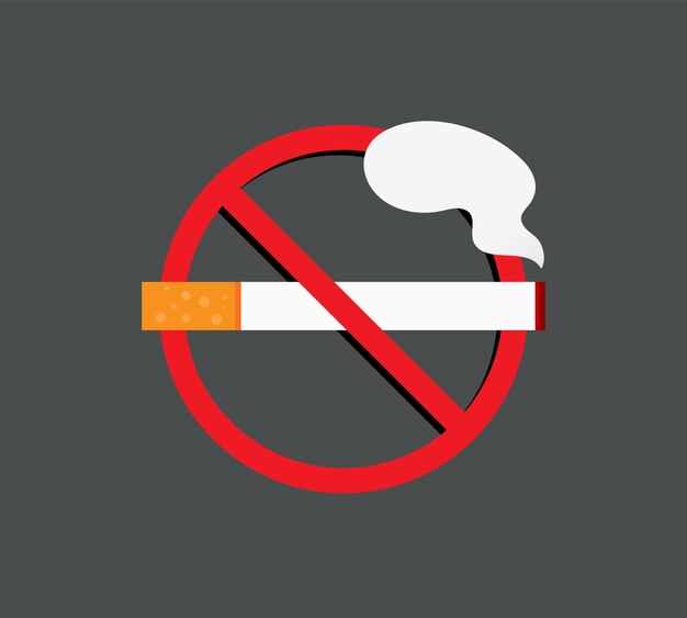 Logotipo de prohibición de fumar Icono de señal prohibida Estilo de diseño plano