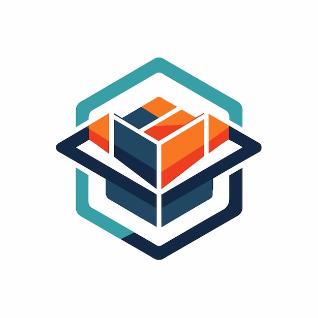 Logotipo con un prominente diseño de cubo dentro de su composición Un símbolo abstracto que transmite la esencia de las aulas virtuales