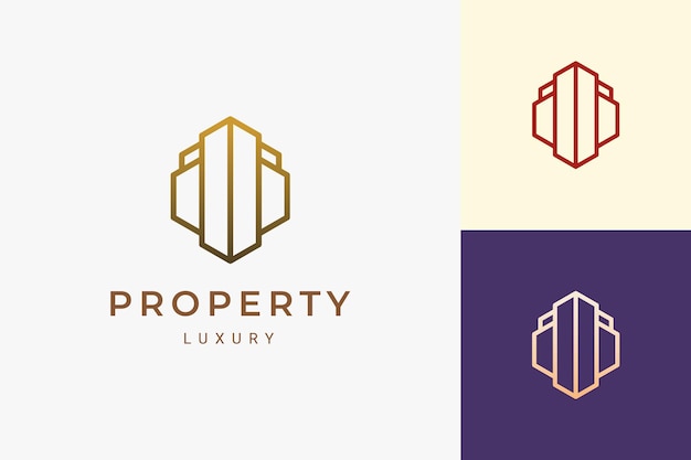 Logotipo de propiedad u hotel en forma de línea simple