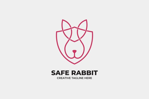 Logotipo de protección de seguridad de conejo seguro