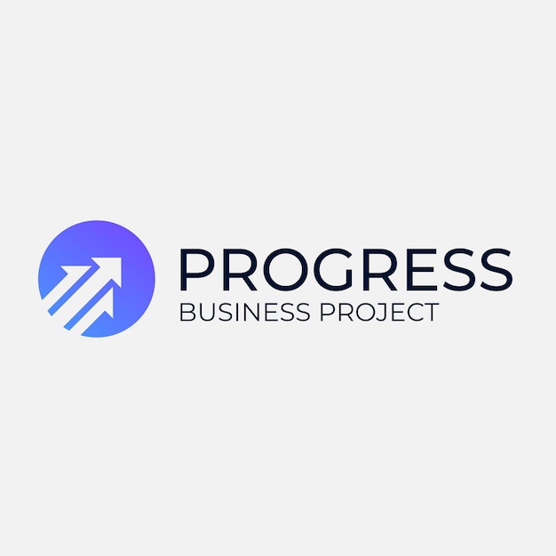 Logotipo del proyecto empresarial Progress con concepto de flecha hacia adelante