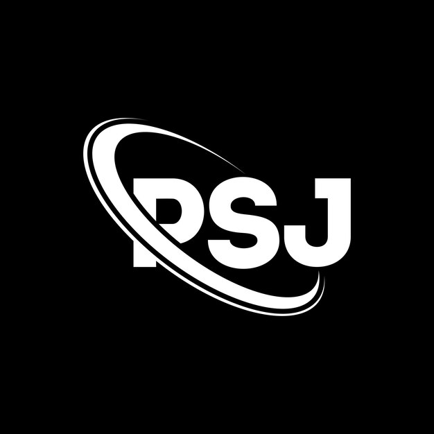 El logotipo de PSJ, la letra PSJ, las iniciales del logotipo PSJ, vinculado con un círculo y un monograma en mayúsculas, la tipografía PSJ para el negocio tecnológico y la marca inmobiliaria.
