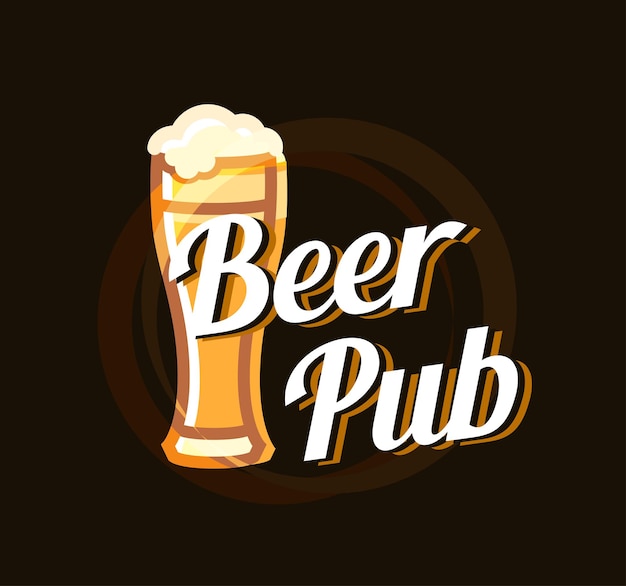 Logotipo de pub de cerveza sobre fondo hermoso oscuro