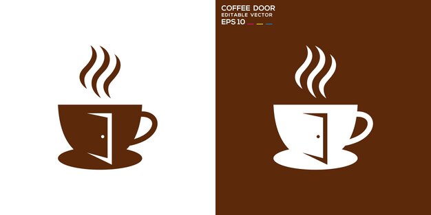 Logotipo de la puerta del café Taza de bebida Casa de café Templata de diseño del símbolo del icono EPS