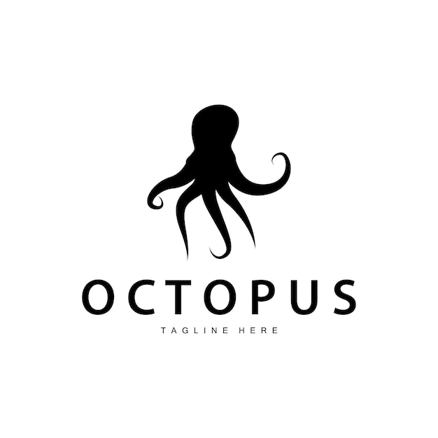 Logotipo del pulpo Diseño de línea simple Animales marinos Ingredientes de mariscos japoneses Ícono Ilustración del símbolo