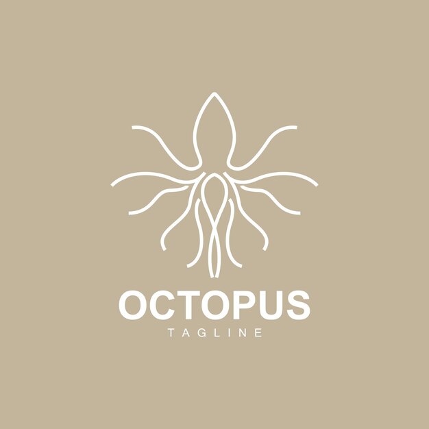 Logotipo del pulpo Diseño de línea simple Animales marinos Vector Ingrediente de mariscos japonés Icono Ilustración del símbolo