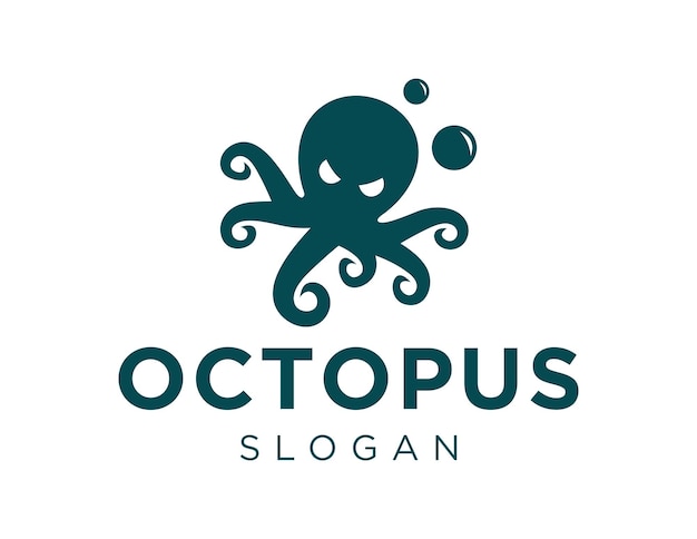 Vector logotipo de pulpo con un pulpo azul sobre un fondo blanco.