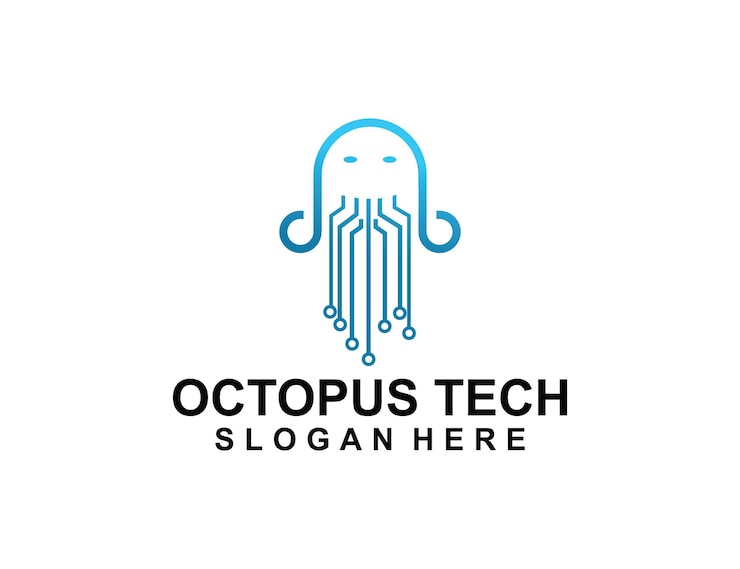Vector un logotipo de pulpo que dice logotipo de tecnología de pulpo logotipo de conexión de pulpo