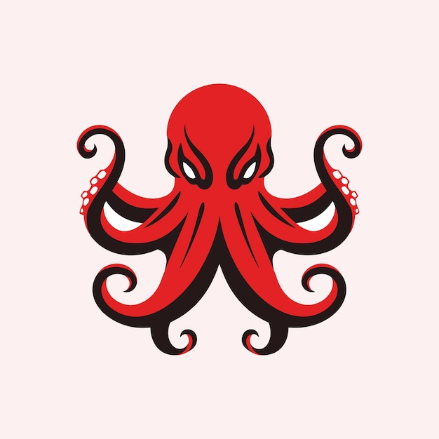 El logotipo del pulpo rojo Ilustración vectorial de un pulpo estilizado