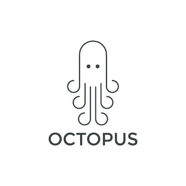 Logotipo de pulpo simple y minimalista Logotipo de restaurante de pulpo fresco Plantilla de icono de arte de línea vectorial