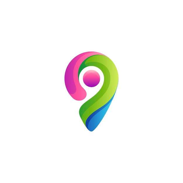 Logotipo de punto de alfiler con estilo de diseño 3D colorido