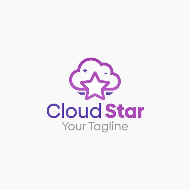 un logotipo púrpura y azul con una estrella en él