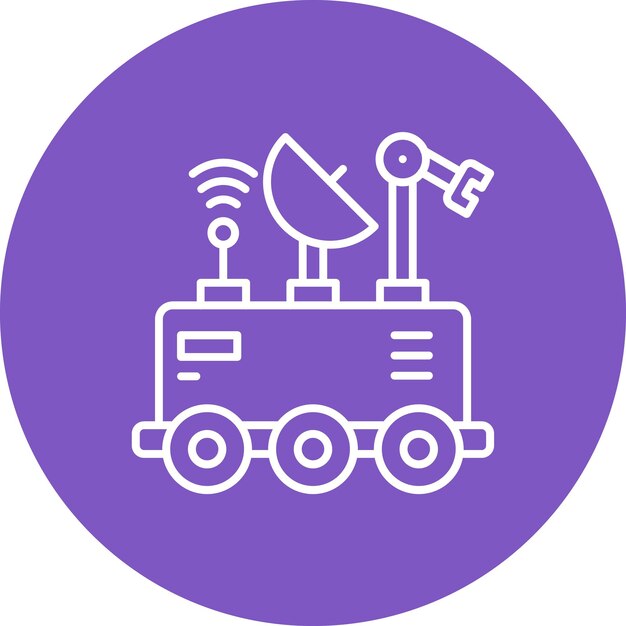 un logotipo púrpura y blanco con una imagen blanca de un robot en él