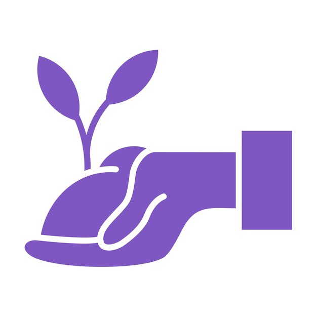 un logotipo púrpura con una planta que crece fuera de él