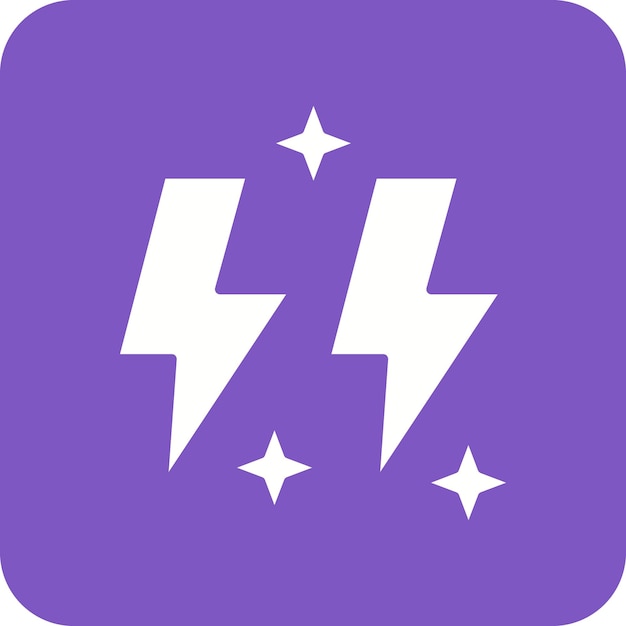un logotipo púrpura con relámpagos y una estrella en él