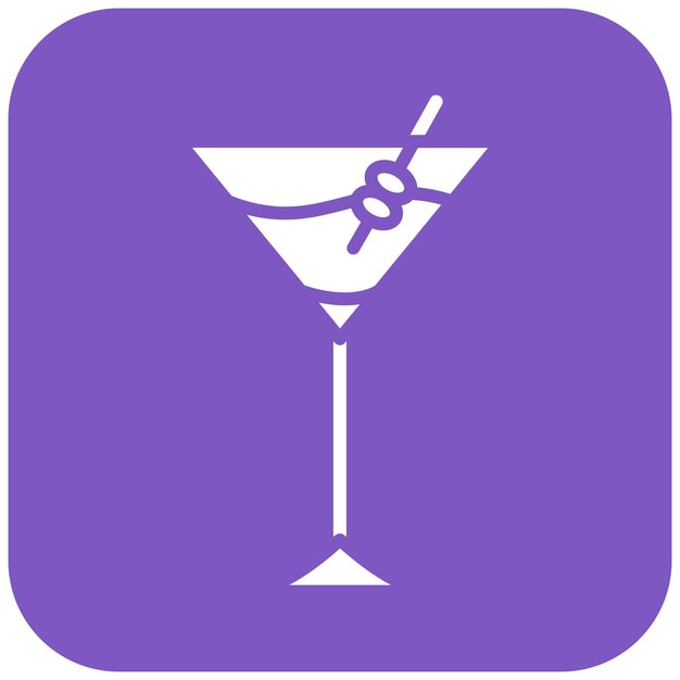 un logotipo púrpura con un vaso de martini y un par de tijeras