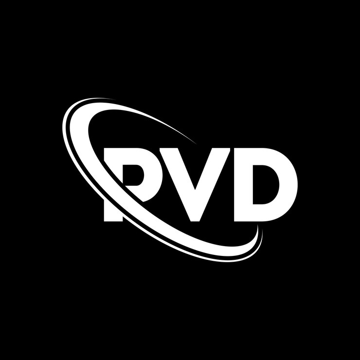 Vector logotipo pvd pvd letra pvd letra diseño de logotipo iniciales pvd logotipo vinculado con círculo y mayúscula monograma logotipo pvd tipografía para negocios de tecnología y marca inmobiliaria