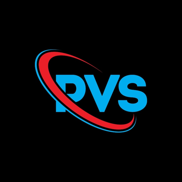 Vector el logotipo pvs, la letra pvs, el diseño del logotipo de la carta pvs, las iniciales pvs, vinculado con círculo y mayúsculas, el logotipo del monograma pvs, tipografía para el negocio tecnológico y la marca inmobiliaria.
