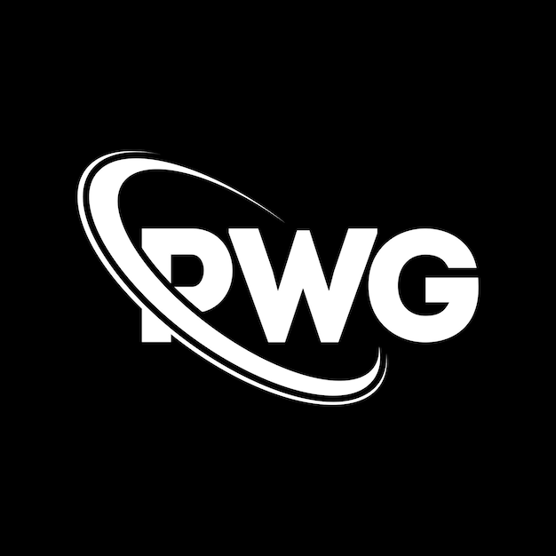 Logotipo PWG (Literatura PWG) Diseño de logotipo de letra PWG Iniciales Logotipo de PWG vinculado con círculo y monograma en mayúscula Logotipo PWG tipografía para negocios tecnológicos y marca inmobiliaria