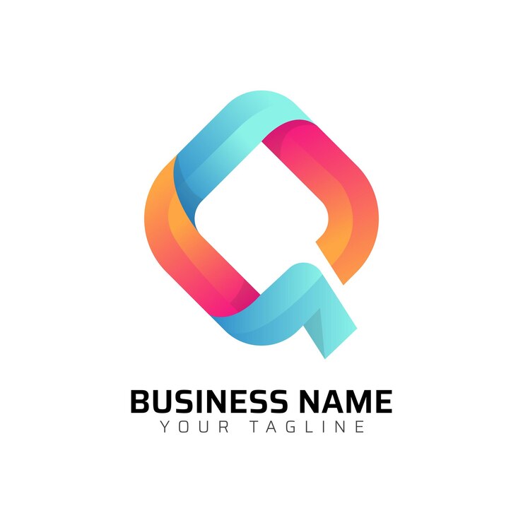 Vector el logotipo de q gradient colorful 3d pro