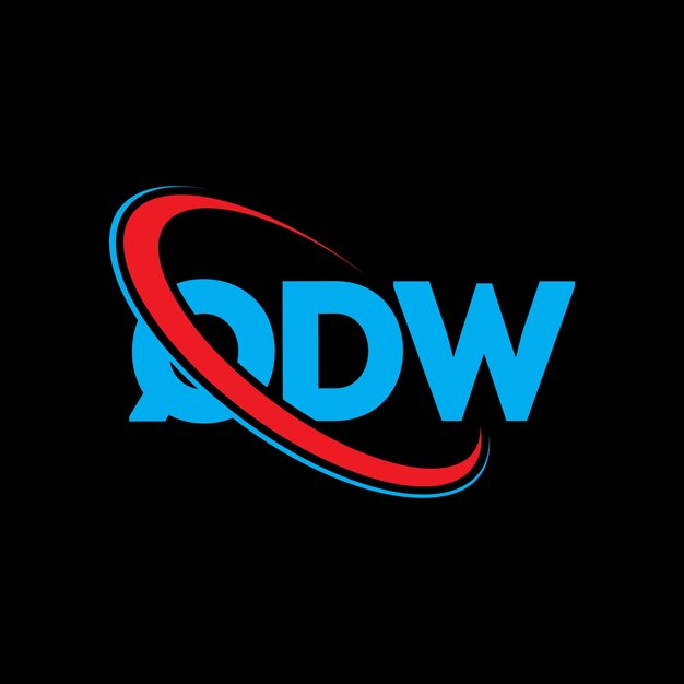 El logotipo QDW, la letra QDW y las iniciales QDW están vinculados con un círculo y un monograma en mayúscula, la tipografía QDW para el negocio tecnológico y la marca inmobiliaria.