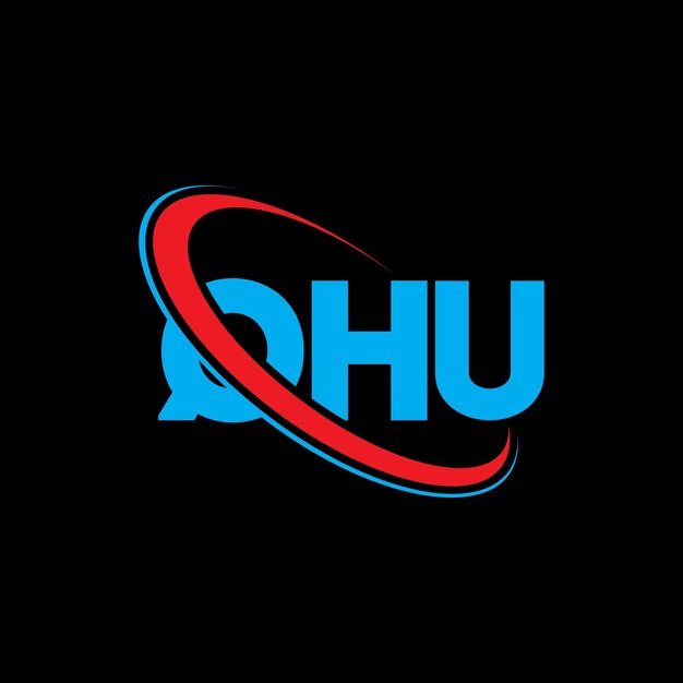Logotipo de QHU: diseño de logotipo de letra QHU. Iniciales: logotipo QHU vinculado con círculo y monograma en mayúscula. Logotipo: tipografía QHU para negocios tecnológicos y marca inmobiliaria.