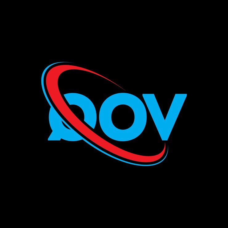 Vector el logotipo qov, la letra qov, el diseño del logotipo, las iniciales qov, vinculado con círculo y mayúscula, el logotipo del monograma, la tipografía qov para el negocio tecnológico y la marca inmobiliaria.