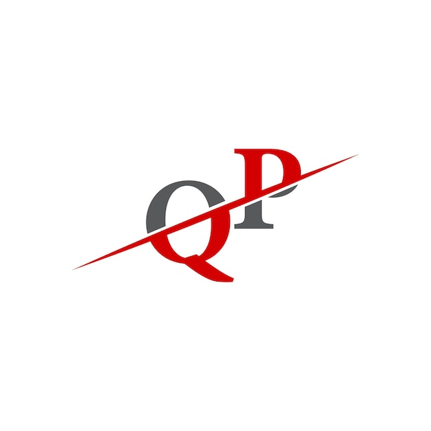 Logotipo QP minimalista con línea diagonal dinámica