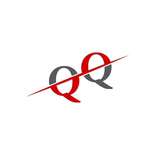Logotipo QQ minimalista con línea diagonal dinámica