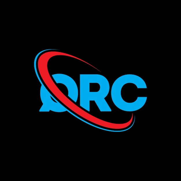 Vector el logotipo de qrc, la letra qrc, el diseño del logotipo de la carta qrc, las iniciales del logotipo qrc vinculadas con círculo y mayúsculas, el logotipo del monograma, la tipografía qrc para el negocio tecnológico y la marca inmobiliaria.