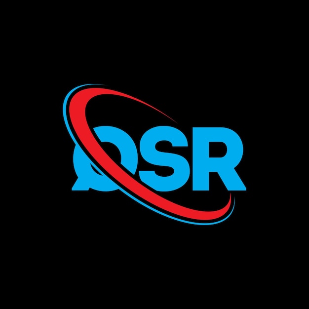 El logotipo QSR, la letra QSR, el diseño del logotipo de la carta QSR, las iniciales, el logotipo de QSR vinculado con un círculo y un monograma en mayúsculas, la tipografía de QSR para el negocio tecnológico y la marca inmobiliaria.