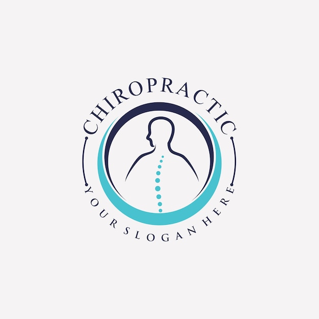 Logotipo quiropráctico diseño vector columna vertebral icono logotipo con concepto de elemento creativo