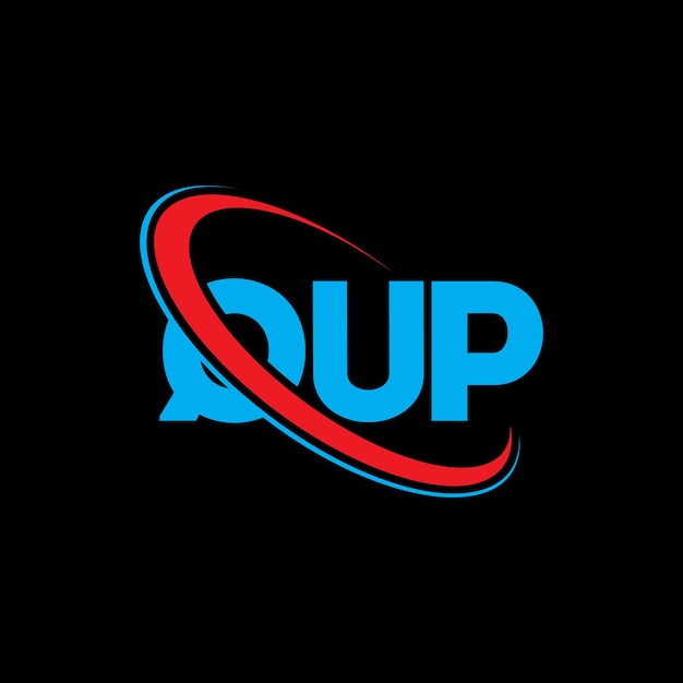 El logotipo de QUP, la letra QUP, el diseño del logotipo de la carta QUP, las iniciales, el logotipo QUP vinculado con un círculo y un monograma en mayúsculas, la tipografía QUP para el negocio tecnológico y la marca inmobiliaria.