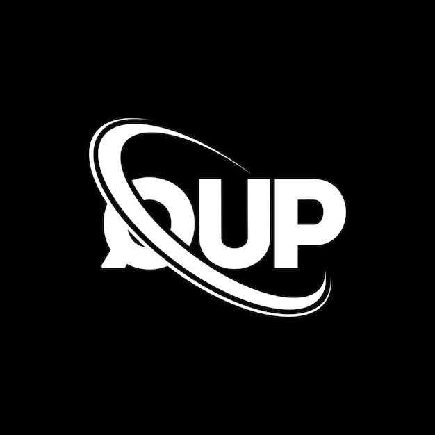 El logotipo de QUP, la letra QUP, el diseño del logotipo de la carta QUP, las iniciales, el logotipo QUP vinculado con un círculo y un monograma en mayúsculas, la tipografía QUP para el negocio tecnológico y la marca inmobiliaria.