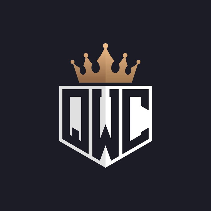 Vector logotipo qwc de lujo con corona iniciales elegantes logotipo de letra qwc para marcas exclusivas letra qwc monograma para empresas de alta gama
