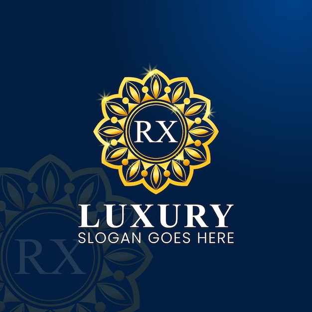 Logotipo r de adorno de oro de lujo