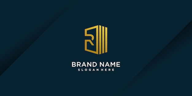 Logotipo R con estilo de elemento creativo Premium Vector parte 5