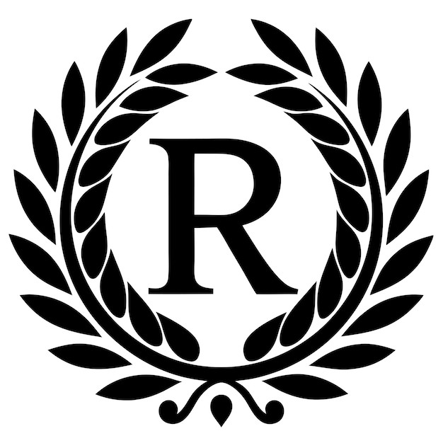 Un logotipo R frágil con un vector ornamental