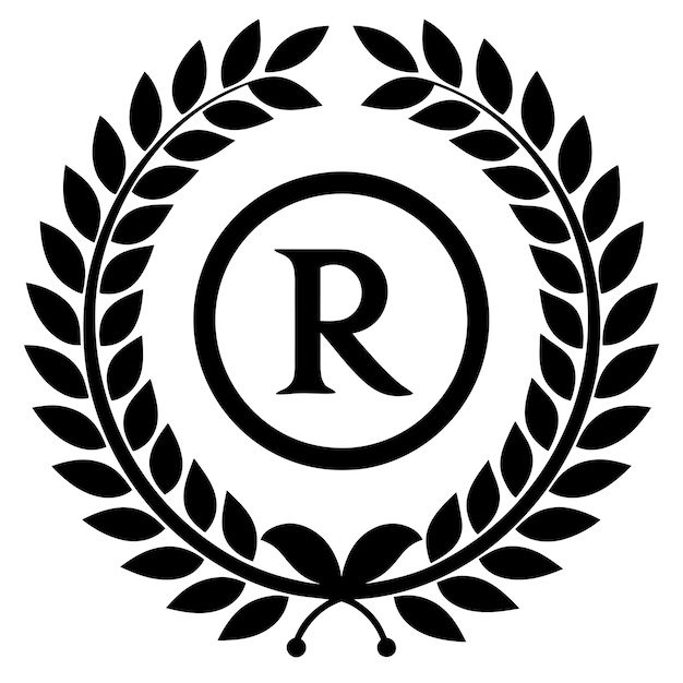 Un logotipo R frágil con un vector ornamental