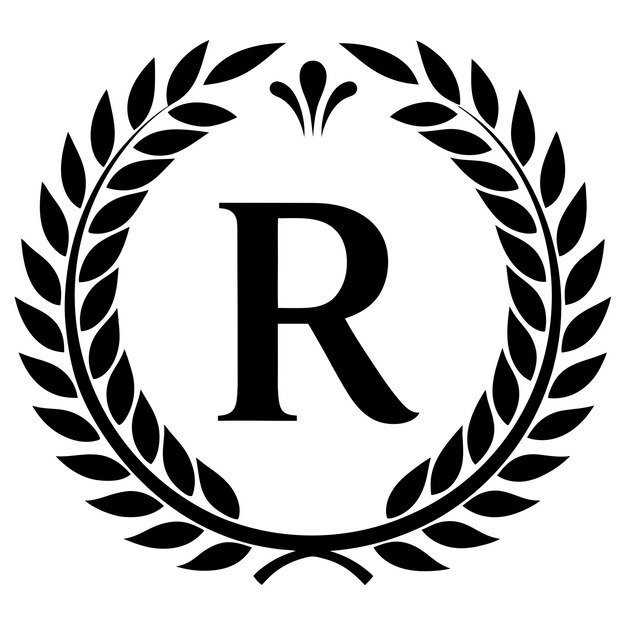 Un logotipo R frágil con un vector ornamental