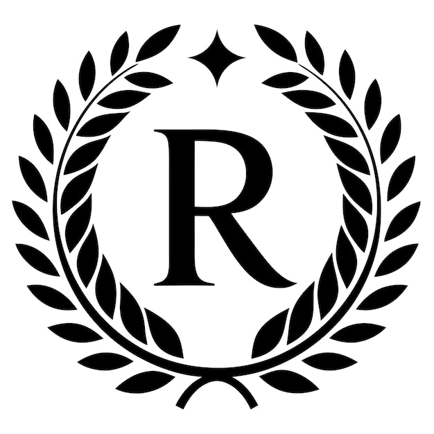 Un logotipo R frágil con un vector ornamental