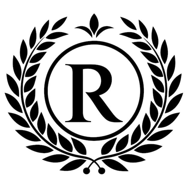 Un logotipo R frágil con un vector ornamental