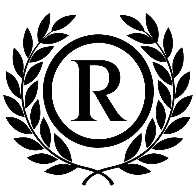 Un logotipo R frágil con un vector ornamental
