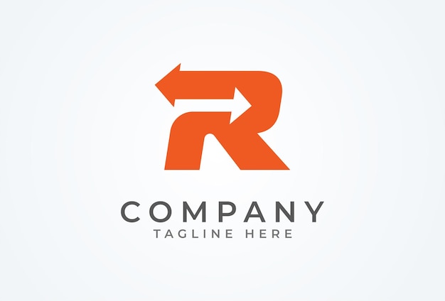 Logotipo R inicial. letra R con dos flechas en el interior, utilizable para logotipos comerciales, comerciales y logísticos