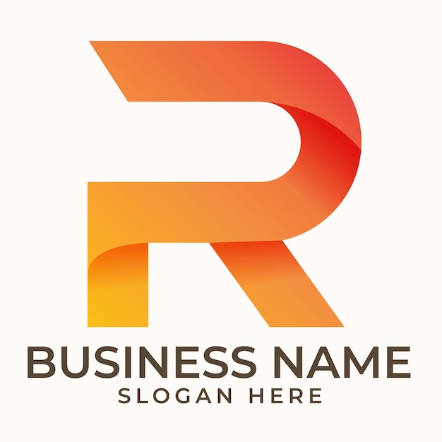 Logotipo R logotipo de la letra r con color degradado de plantilla de diseño simple