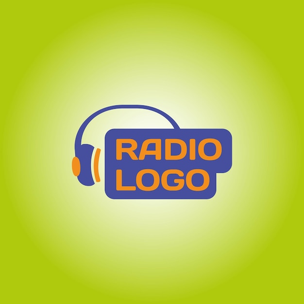 Vector logotipo de radio vectorial signo de auricular en fondo verde