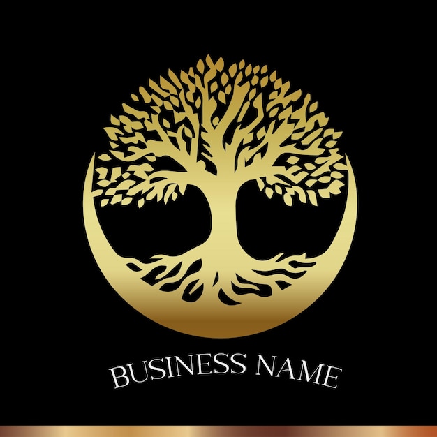 El logotipo de las raíces de los árboles curación holística