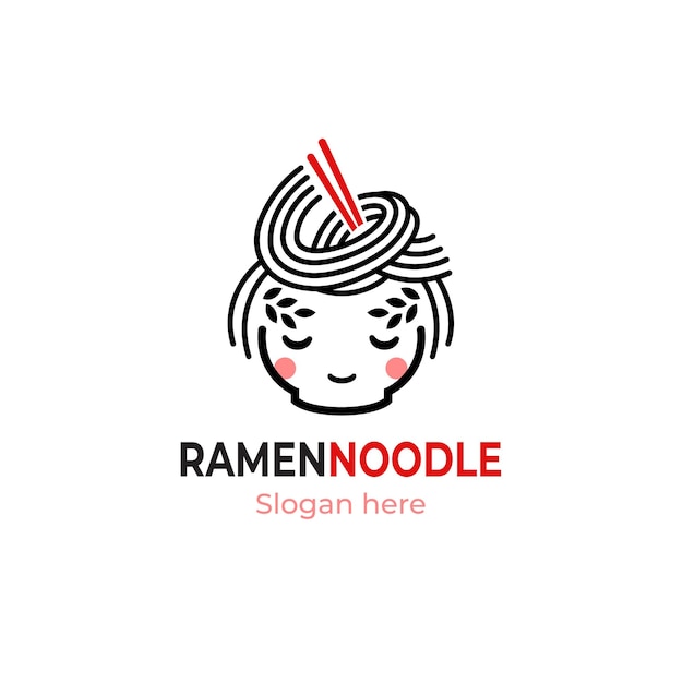 Logotipo de ramen de fideos de belleza